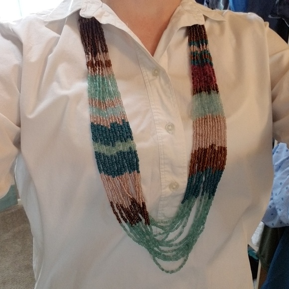 Dress Barn Accessories - Beaded Necklace long multilayered purple/blue 16"